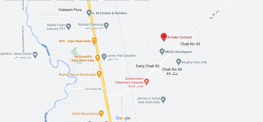 Al Kabir Orchard Lahore Payment Plan 2023 Location